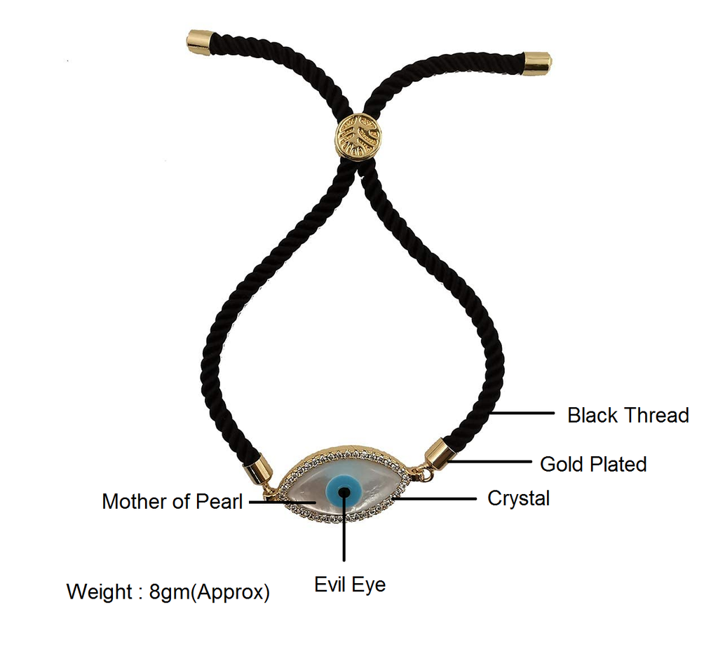 High Quality Black & White Adjustable Bracelet Combo With Evil Eye– Oralia  India
